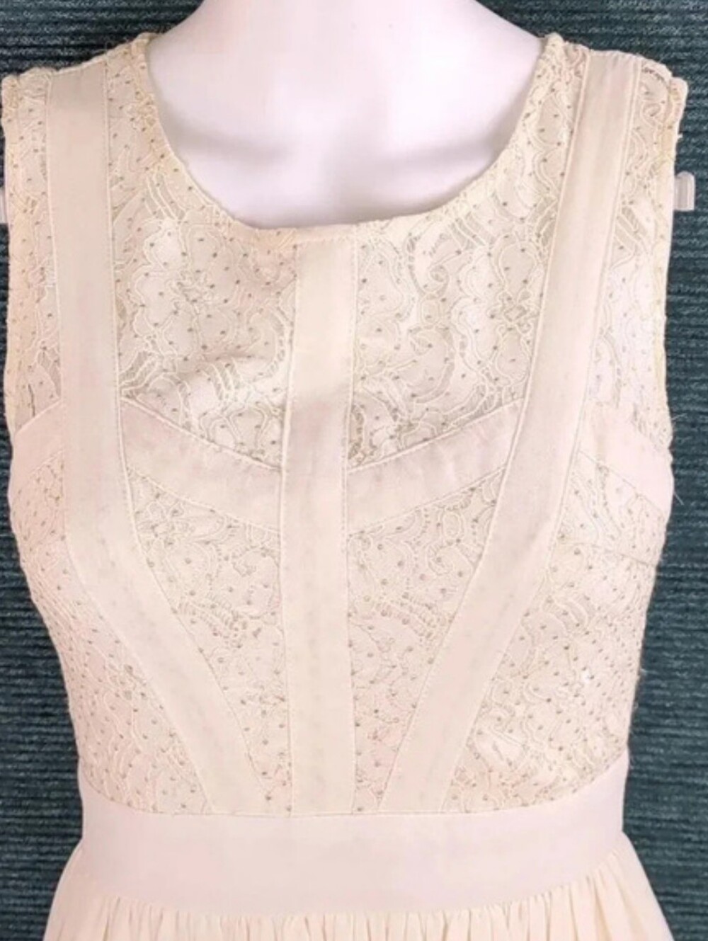 Pitaya Ivory Off-White Maxi Dress With Beaded Lace